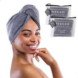 Foto van Marbeaux haarhanddoek - 2 stuks - hair towel - hoofdhanddoek - microvezel - grijs
