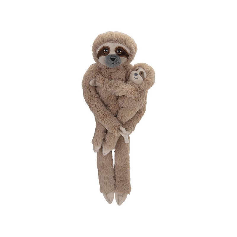 Foto van Pluche dieren knuffels hangende luiaard met baby van 48 cm - knuffeldier