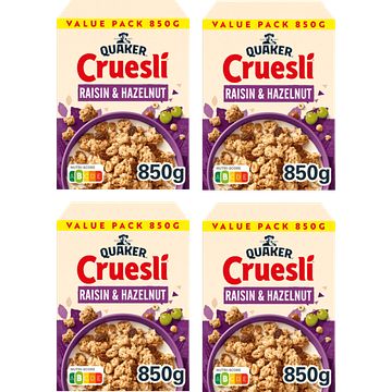 Foto van Quaker cruesli rozijn hazelnoot 4 x 850gr bij jumbo