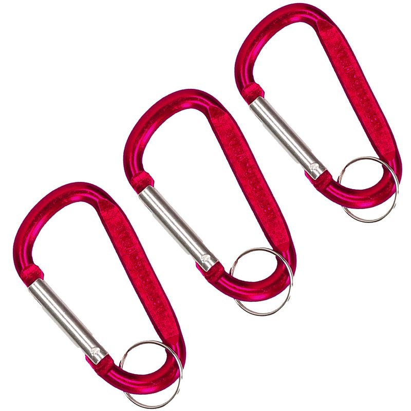 Foto van Karabijnhaak sleutelhanger 3x metaal roze 8 cm - karabijnhaken