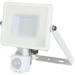 Foto van Led bouwlamp 30 watt met sensor - led schijnwerper - viron dana - natuurlijk wit 4000k - mat wit - aluminium - samsung