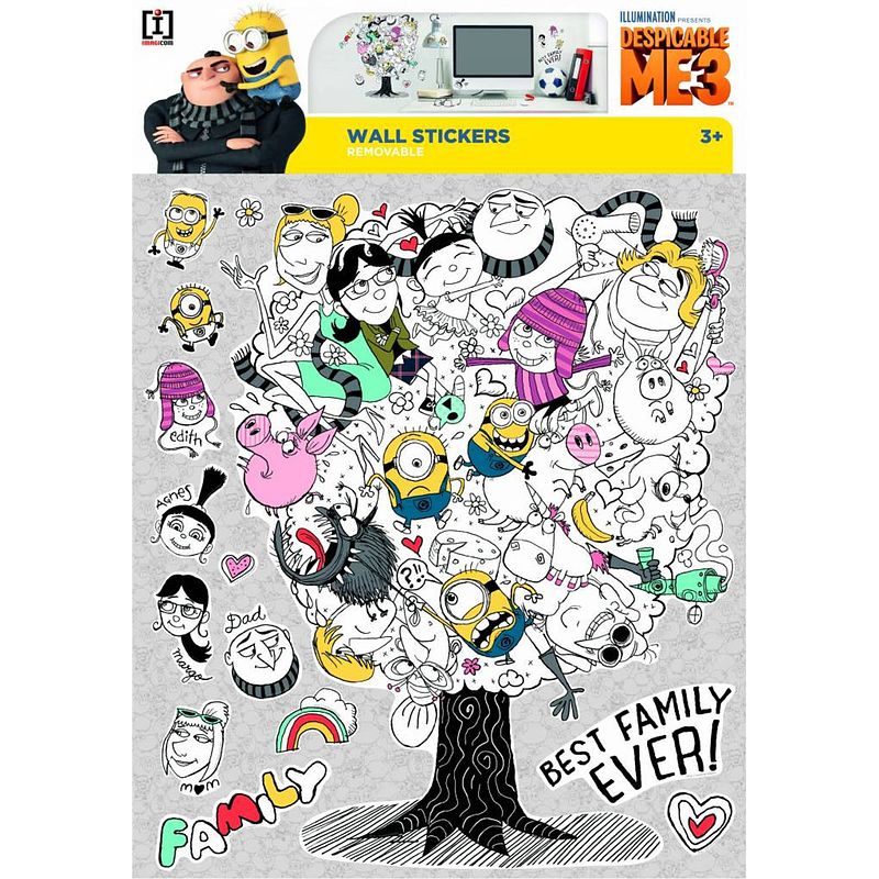 Foto van Despicable 3 family tree - muursticker - multi