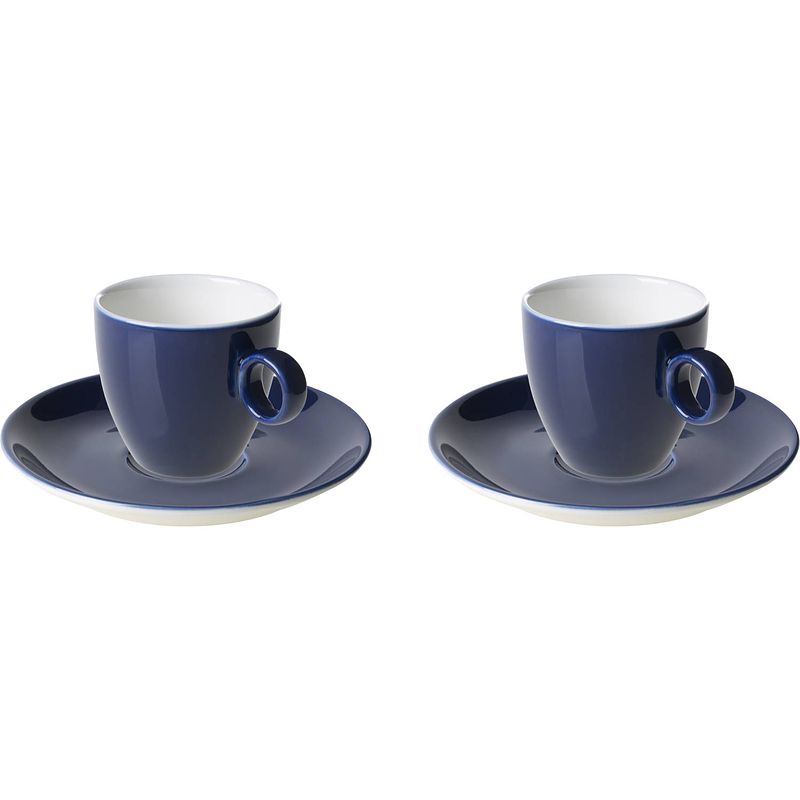 Foto van Maastricht porselein koffiekop en schotel bart colour cafe 17 cl 13.5 cm blauw porselein 2 stuk(s)