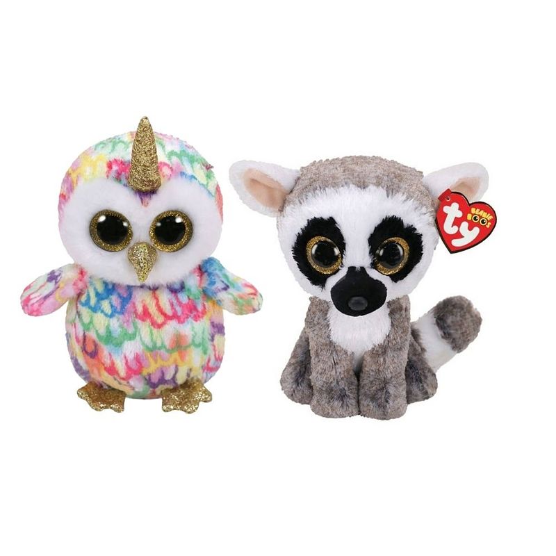 Foto van Ty - knuffel - beanie boo's - enchanted owl & linus lemur