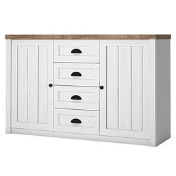 Foto van Meubella - dressoir parello 2 - wit - eiken - 130 cm