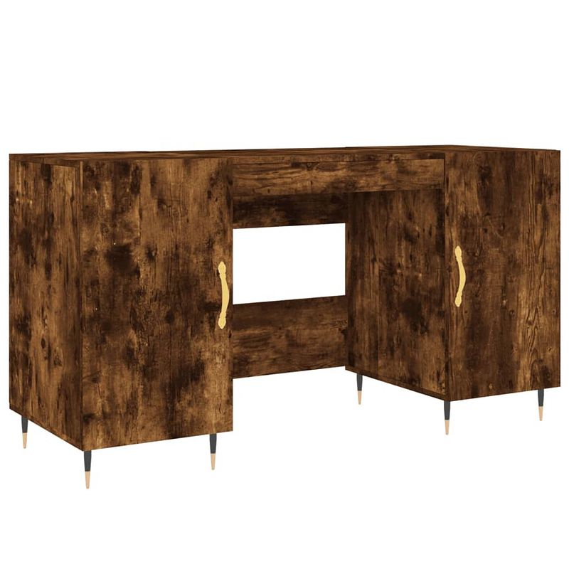 Foto van The living store bureau industrieel - bureau - 140x50x75 - gerookt eiken