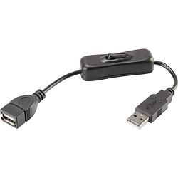 Foto van Renkforce usb-kabel usb 2.0 usb-a stekker, usb-a bus 25.00 cm zwart incl. aan/uitschakelaar, vergulde steekcontacten rf-3322982