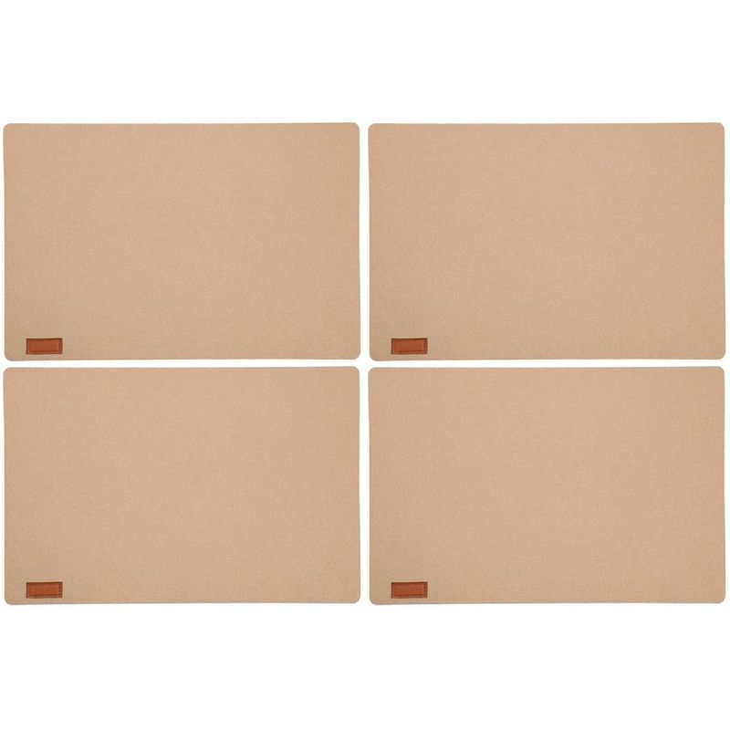 Foto van 6x stuks rechthoekige placemats met ronde hoeken polyester beige 30 x 45 cm - placemats