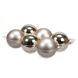 Foto van 6x stuks glazen kerstballen licht champagne (autumn blonde) 8 cm mat/glans - kerstbal