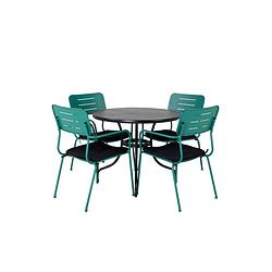 Foto van Nicke tuinmeubelset tafel ø90cm en 4 stoel nicke groen, zwart.