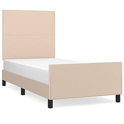 Foto van Vidaxl bedframe met hoofdbord kunstleer cappucinnokleurig 90x190 cm