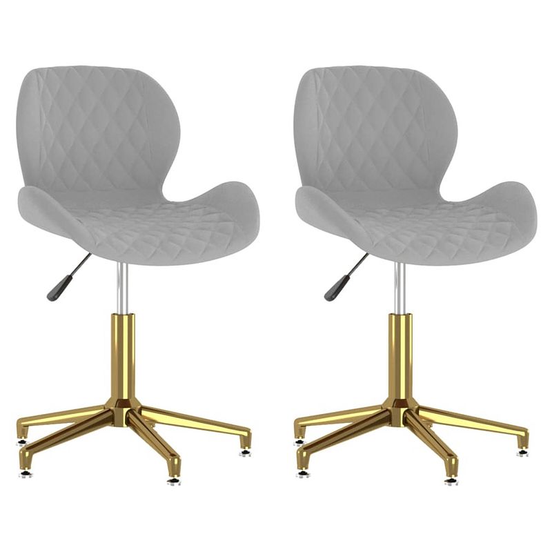 Foto van The living store draaibare eetkamerstoelen - fluweel - lichtgrijs - goud - 39x51x(71.5-86.5)cm