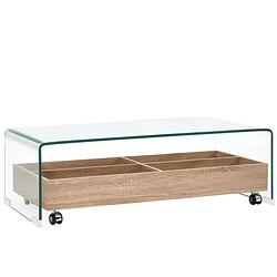 Foto van Vidaxl salontafel 98x45x31 cm gehard glas transparant