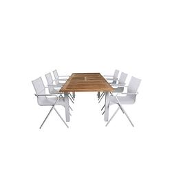 Foto van Panama tuinmeubelset tafel 90x152/210cm en 6 stoel alina wit, naturel.