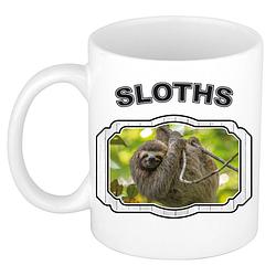 Foto van Dieren luiaard beker - sloths/ luiaards mok wit 300 ml - feest mokken