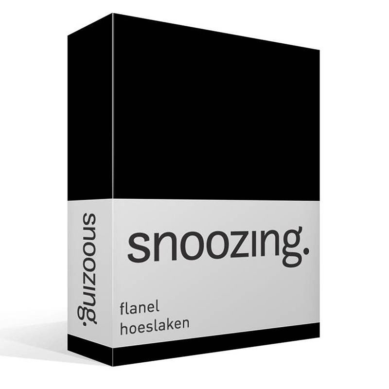 Foto van Snoozing - flanel - hoeslaken - 160x200 cm - zwart