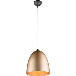 Foto van Led hanglamp - hangverlichting - trion lopez - e27 fitting - 1-lichts - rond - mat goud - aluminium
