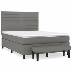 Foto van The living store boxspringbed - pocketvering - 140 x 190 - donkergrijs - verstelbaar hoofdbord