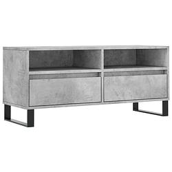 Foto van The living store tv-meubel - betongrijs - 100 x 34.5 x 44.5 cm - bewerkt hout en ijzer