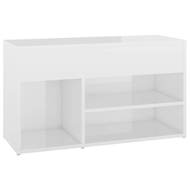 Foto van The living store opbergbank 80x30x45 cm - hoogglans wit - schoenenkast met 2 schappen en bak