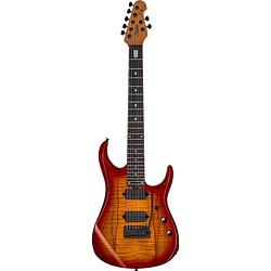 Foto van Sterling by music man jp157d john petrucci signature blood orange burst 7-snarige elektrische gitaar met deluxe gigbag