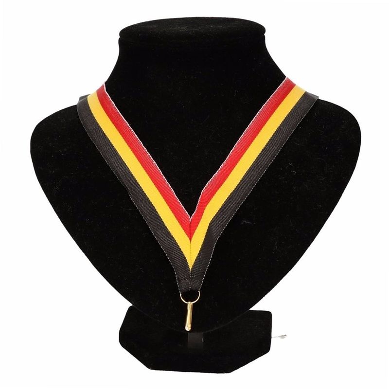 Foto van Medaille lint zwart/geel/rood - verkleedattributen