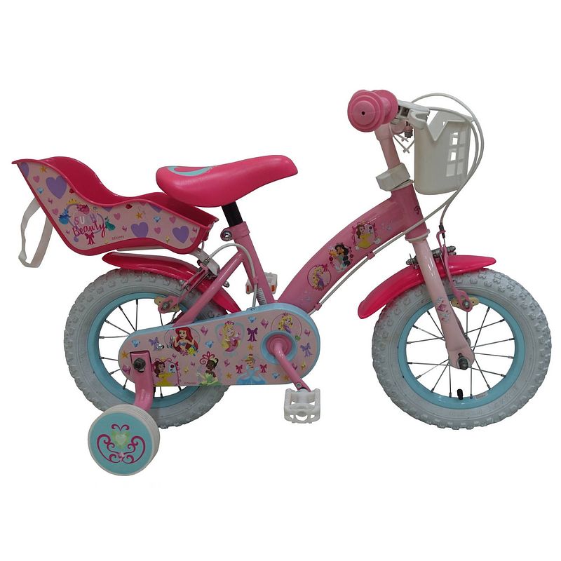 Foto van Disney meisjesfiets princess 12 inch 23 cm meisjes knijprem roze