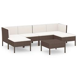 Foto van Vidaxl 7-delige loungeset met kussens poly rattan bruin