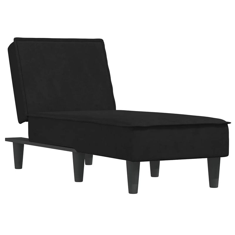 Foto van The living store chaise longue - verstelbaar - fluweel - zwart - 55 x 140 x 70 cm