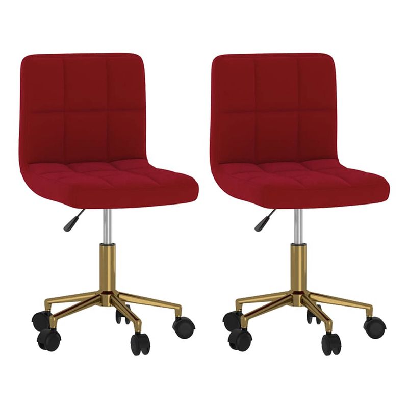 Foto van The living store draaibare eetstoelen - fluwelen bekleding - 40x47x(76-87.5)cm - wijnrood