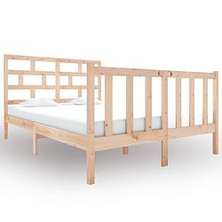 Foto van The living store bedframe - grenenhout - 195.5 x 125.5 x 69.5 cm - hoogwaardig materiaal