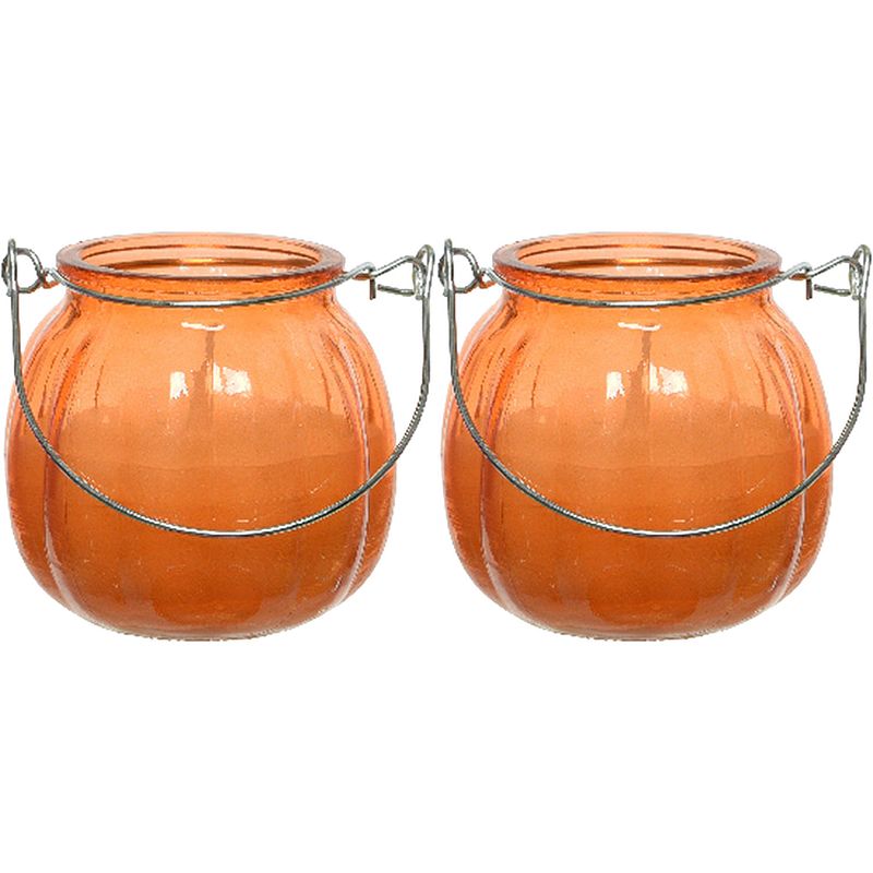 Foto van 2x citronella kaarzen - glas - anti muggen - 15 branduren - d8 x h8 cm - geurkaarsen