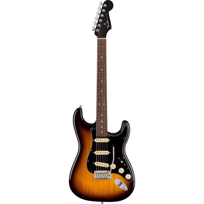 Foto van Fender american ultra luxe stratocaster 2-color sunburst rw elektrische gitaar met koffer