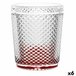 Foto van Glas diamant rood transparant glas 300 ml (6 stuks)