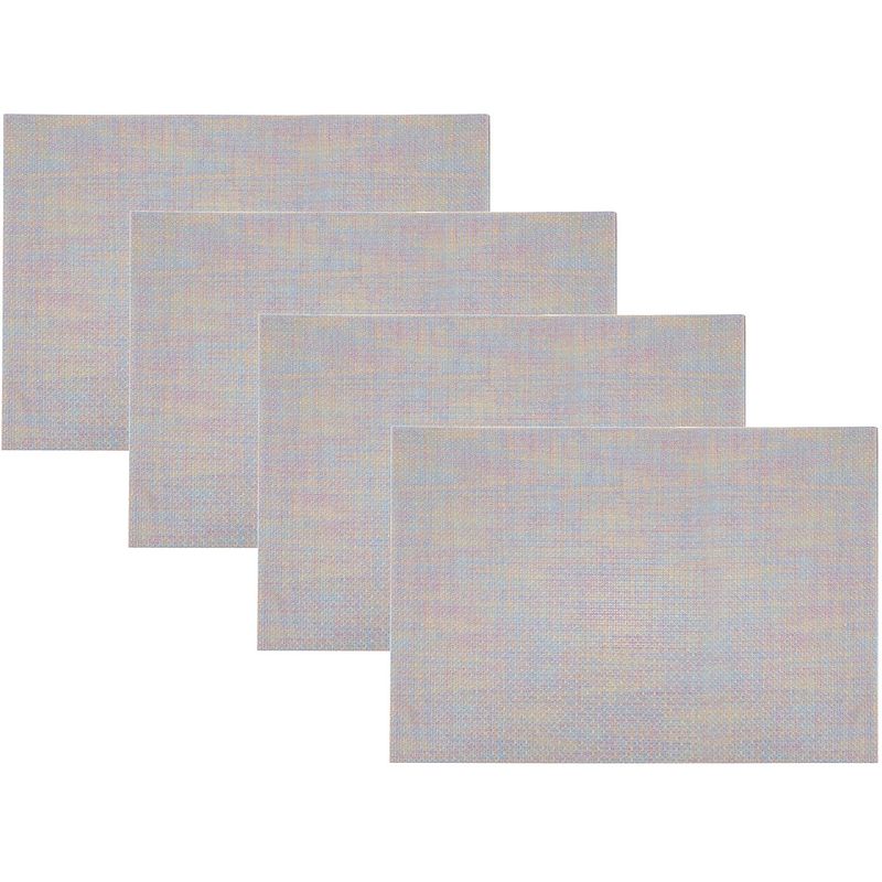 Foto van 6x rechthoekige placemats metallic pasteltinten geweven 30 x 45 cm - placemats