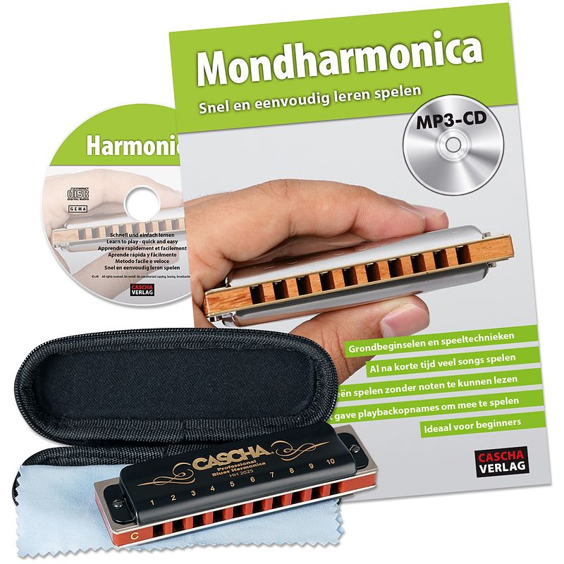 Foto van Cascha hh 1610 nl prof. blues harmonica set + leerboek, cd