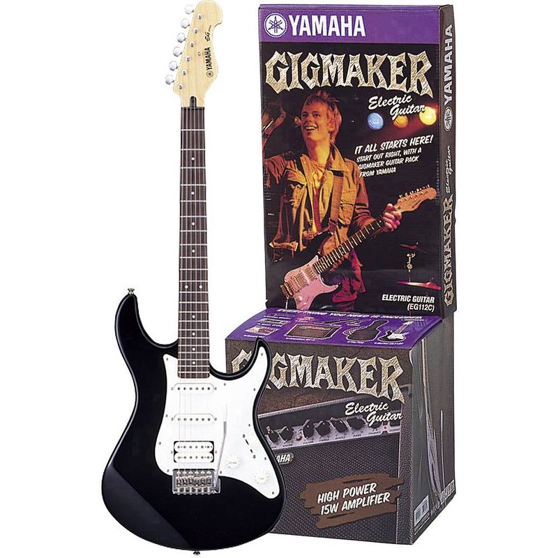 Foto van Yamaha eg112gpiihii elektrische gitaarset zwart, wit incl. tas, incl. versterker