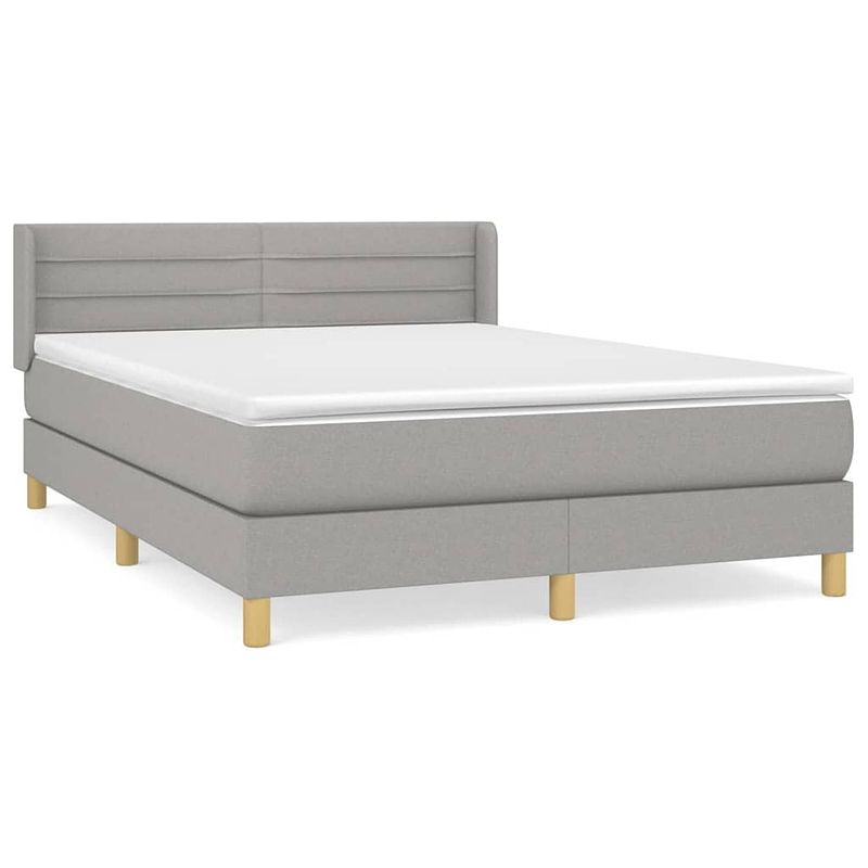 Foto van The living store boxspringbed - comfort - bed - 203x147x78/88 cm - lichtgrijs - pocketvering matras - middelharde