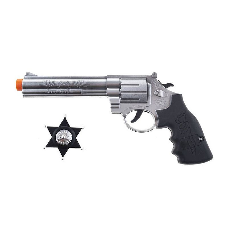 Foto van Verkleed speelgoed revolver/pistool met sheriff ster kunststof - verkleedattributen