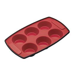 Foto van Masterclass bakvorm muffins 30 x 18 cm siliconen zwart/rood