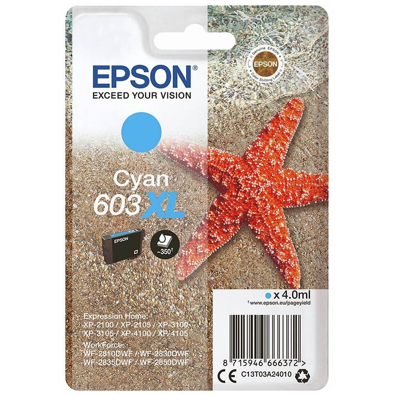 Foto van Epson cartridge 603 xl cyaan