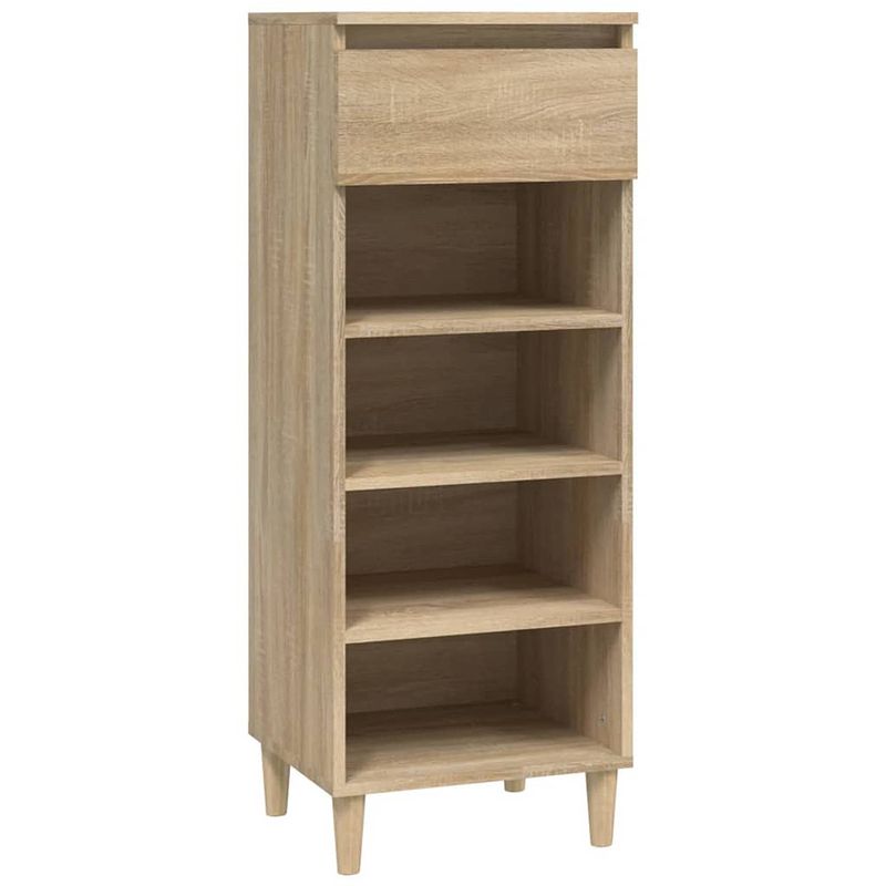 Foto van The living store schoenenkast - sonoma eiken - 40 x 36 x 105 cm - bewerkt hout en massief eucalyptushout