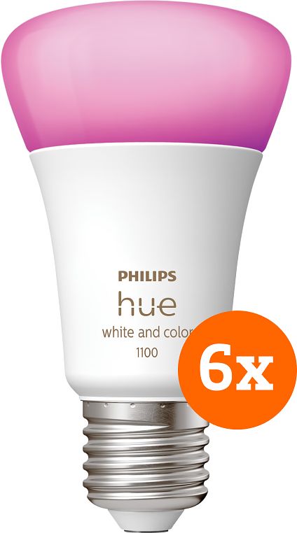 Foto van Philips hue white & color e27 1100lm 6-pack