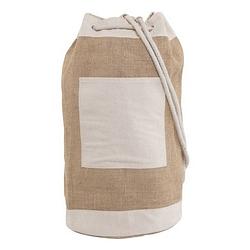 Foto van Jute duffel bag/plunjezak beige/naturel 44 cm - rugzak