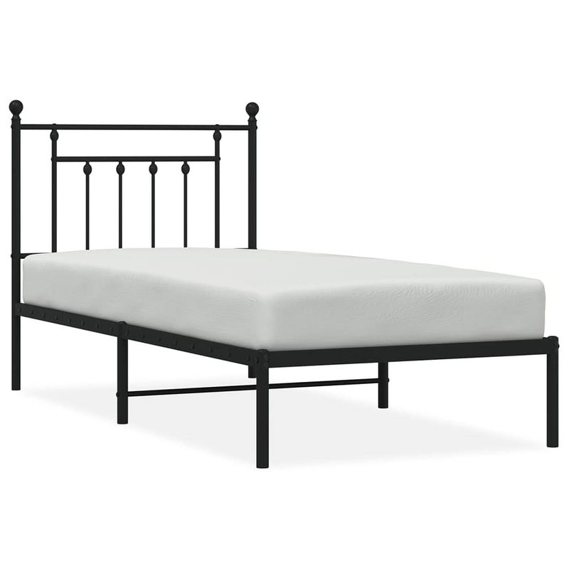 Foto van Vidaxl bedframe met hoofdbord metaal zwart 90x200 cm