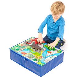 Foto van Pop it up speelbox dinosaurus - opbergdoos & speelmat - opbergbox die past onder het bed - speelgoedkist voor dino'ss & a