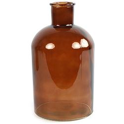 Foto van Countryfield vaas - bruin - glas - apotheker fles vorm - d17 x h30 cm - vazen