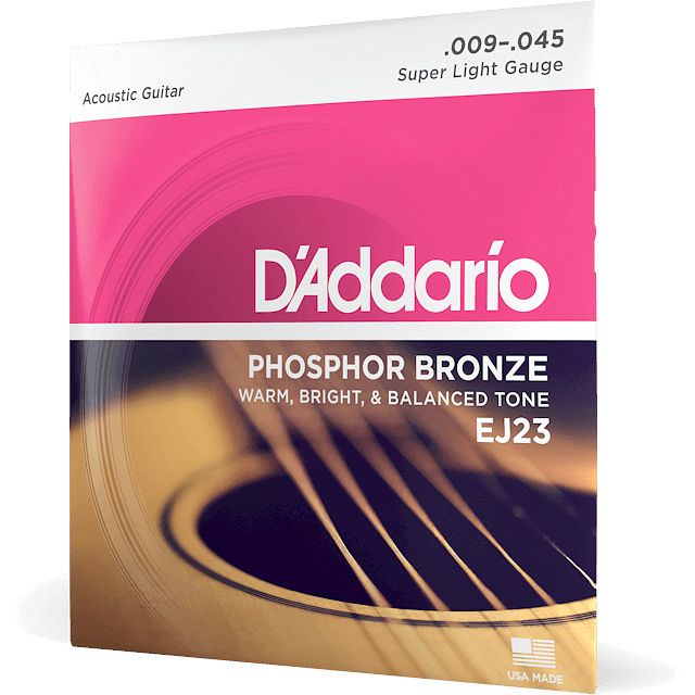 Foto van D'saddario ej23 super light phosphor bronze .009-.045 snarenset voor westerngitaar