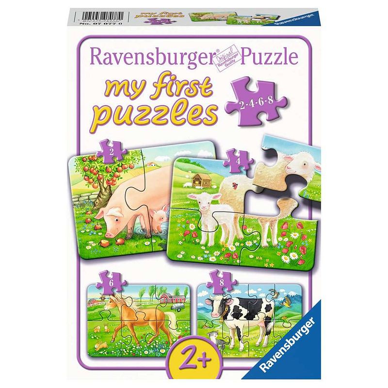 Foto van Ravensburger boerderijdieren - my first puzzels - 2+4+6+8 stukjes - kinderpuzzel