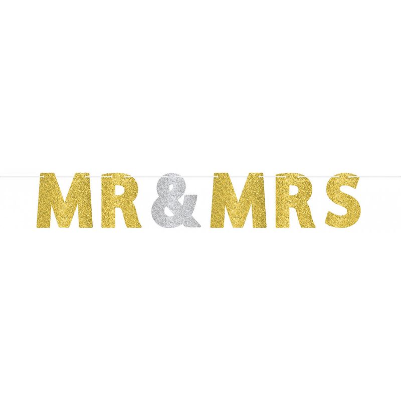 Foto van Amscan letterslinger ""mr & mrs"" goud/zilver